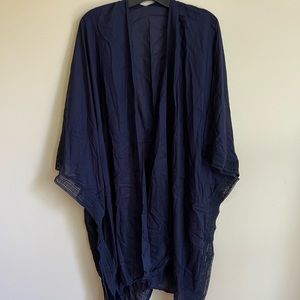 Lucky Brand Navy Geo Trim Kimono